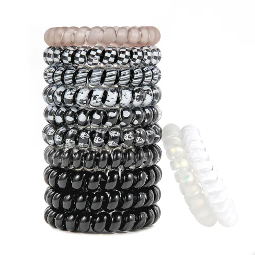 Miniatura 18 de Lazos para el cabello en espiral sin arrugas, coloridos lazos para el cabello sin rastro, lazos elásticos para el cabello, lazos para el cabello