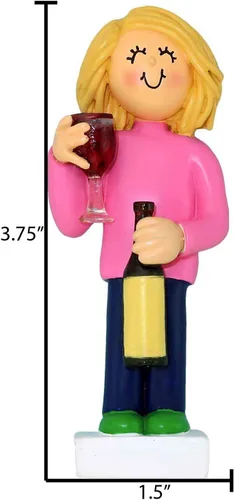 Miniatura 3 de Adorno personalizado de alcohol 2025 – Adornos de vino bebibles de Navidad, botella de vino, copa de chupito de licor con temática de niña