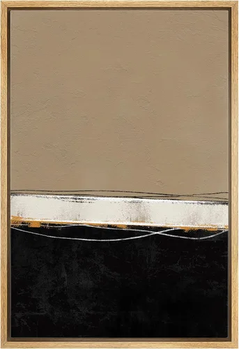 IDEA4WALL - Lienzo enmarcado con figuras geométricas, de color negro y marrón, arte para la pared, colores contrastantes, figuras abstractas,