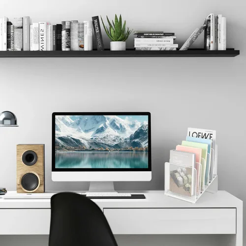 Miniatura 5 de LEKETREE Organizador de archivos para escritorio, organizador de escritorio con estante vertical de archivos de 5 secciones, organizador de carpetas
