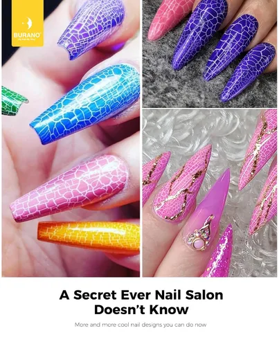Miniatura 5 de BURANO Juego de esmaltes de uñas de gel Crackle - Blanco y negro, secado al aire y lámpara LED necesaria