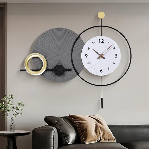 Miniatura 16 de Reloj de pared grande e irregular, moderno, de 26 x 16 pulgadas, único, silencioso, sin tictac, funciona con pilas, relojes decorativos para sala