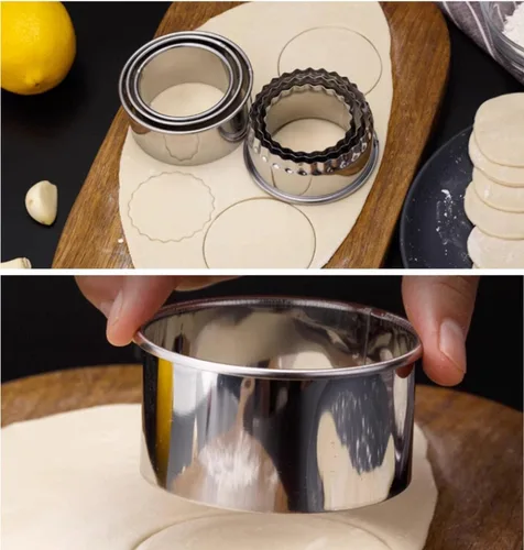 Miniatura 6 de Juego de 6 cortadores redondos de galletas – Moldes circulares de acero inoxidable para pasteles, galletas, albóndigas, pasteles, moldes de dona
