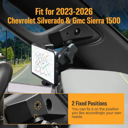 Miniatura 4 de FUNY Soporte para teléfono lateral izquierdo para salpicadero, compatible con Chevy Silverado y Gmc Sierra 1500 2023 2024 2025 2026, estabilizador