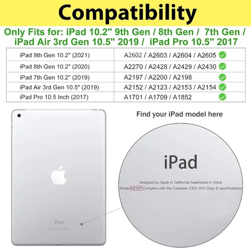 Miniatura 2 de Funda para iPad de 9ª/8ª/7ª generación 2021/2020/2019 iPad de 10.2 pulgadas, también compatible con iPad Air de 3ª generación 2019/iPad Pro de 10.5
