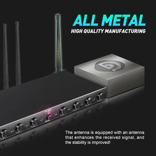 Miniatura 4 de D Debra Audio AU800 Pro UHF Sistema de micrófono inalámbrico de 8 canales con micrófonos de mano inalámbricos tipo lavalier con auriculares