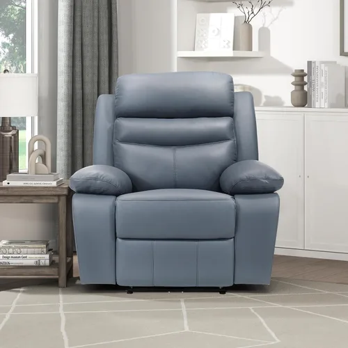 Miniatura 6 de Lexicon Silla Reclinable para Sala de Estar de Combinación de Cuero, Asientos para Cine en Casa, Sillón Reclinable Pegado a la Pared, Sillón Azul
