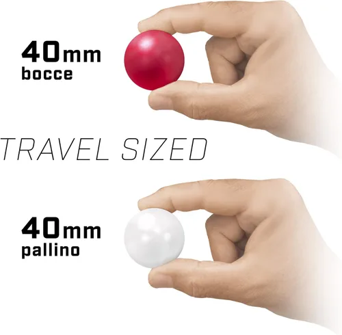 Miniatura 5 de GoSports Mini juego de bochas de tamaño de viaje con 8 bolas, palino, bolsa de mano y cuerda de medición, elige tu