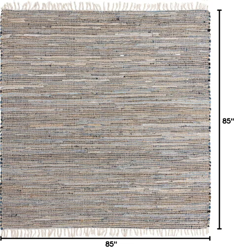 Miniatura 2 de Unique Loom Chindi Jute Collection - Alfombra cuadrada de 7 pies y 1 pulgada, color azul marino