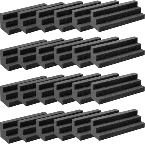 Paquete de 24 trampas de espuma acústica para bajos, 12 x 3 x 3 pulgadas, bloque de esquina de espuma acústica de espuma acústica de alta densidad,