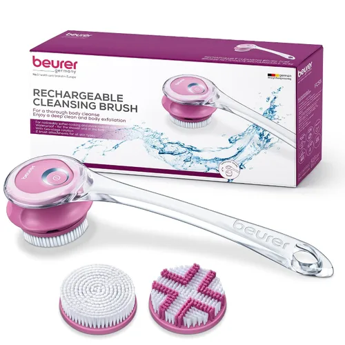 Beurer FC55 - Limpiador corporal eléctrico para exfoliación y masaje, resistente al agua para ducharse, inalámbrico y recargable, cepillo giratorio