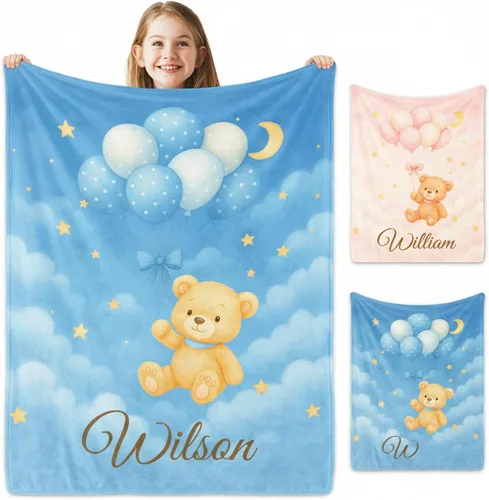 Miniatura 8 de Manta de bebé personalizada con nombre, manta de nombre personalizado para niños, mantas de franela suave en Pascua, regalos personalizados de bebé