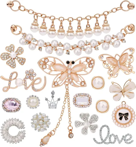 COOKOOKY Dijes brillantes para zapatos, joyería para mujer, sandalias de zueco, decoración de zapatos