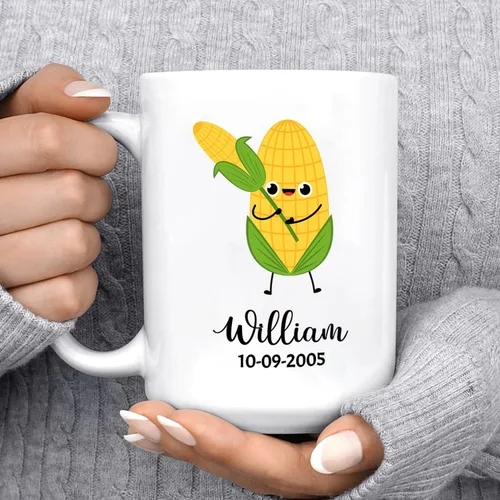 Miniatura 6 de Taza de café blanca personalizada con mano agitada de manzana con nombre de bebé, taza de cerámica personalizada para amantes de la fruta