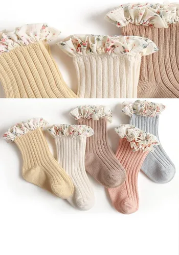 Miniatura 4 de Calcetines con volantes para bebés y niñas calcetines casuales de algodón para niños pequeños 0-8T