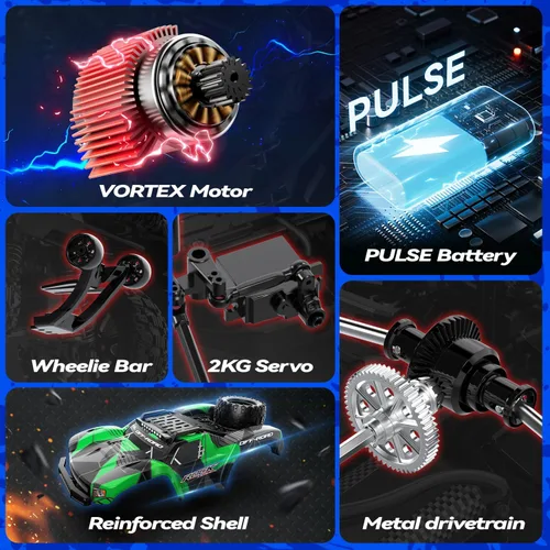Miniatura 4 de JM Racing 1:12 Fast RC Cars 40KPH 4WD Camión del Desierto con Control Remoto, Camión Monstruo Todoterreno Todo Terreno con Batería Recargable