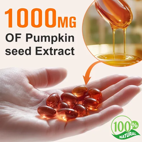Miniatura 2 de Aceite de Semilla de Calabaza con Saw Palmetto, 1000mg por Porción, 300 Cápsulas Blandas – Cápsulas de Aceite de Semilla de Calabaza Prensado