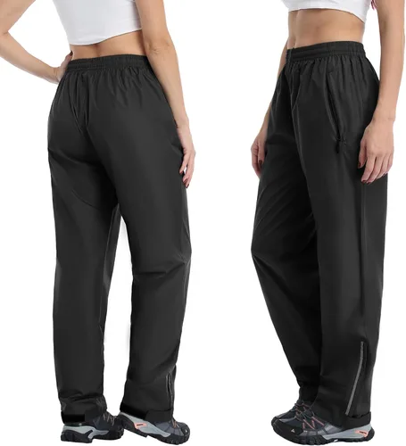 Miniatura 5 de Pantalones de lluvia para mujer, impermeables, ligeros, transpirables, senderismo, ciclismo, al aire libre, con bolsillo