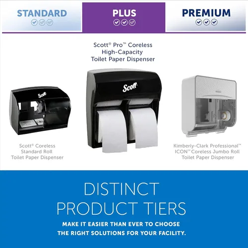 Miniatura 11 de Scott Professional Dispensador de papel higiénico estándar sin núcleo de alta capacidad (44518), negro, capacidad para 4 rollos, montado
