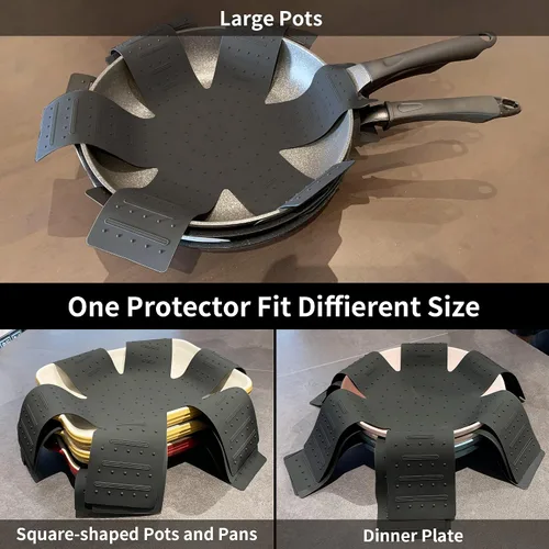 Miniatura 5 de Protectores de ollas y sartenes para apilar, separadores de ollas, protectores de utensilios de cocina, paquete de 3, separadores antideslizantes