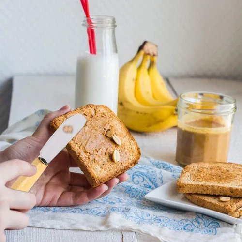 Miniatura 5 de ACKLLR Paquete de 5 esparcidores de mantequilla de acero inoxidable con borde recto y mango de madera, juego de esparcidores de condimentos de queso