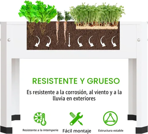 Miniatura 4 de PROXRACER Cama de jardín elevada con patas desmontables, maceta de metal elevada para cultivar hierbas frescas, verduras, flores, suculentas y otras