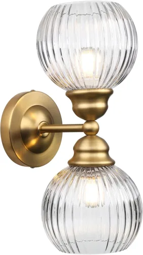 Miniatura 11 de Pathson Milk White Glass Wall Sconces Lighting, 2 Lights Industrial Wall Vanity Light Fixtures Brass Finish, Vintage Wall Sconce Lamp for Bathroom