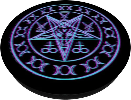Miniatura 2 de Synthwave Pentagrama Sigil of Baphomet Lucifer Triple diosa PopSockets intercambiable PopGrip