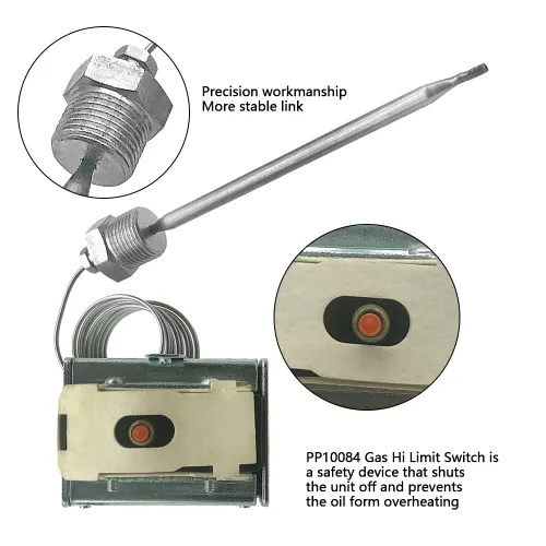 Miniatura 4 de Interruptor de límite alto PP10084 compatible con freidora Pitco 1/4 "Rosca Mpt Stuff Box 450°F/446.0 °F Interruptor de freidora de termostato