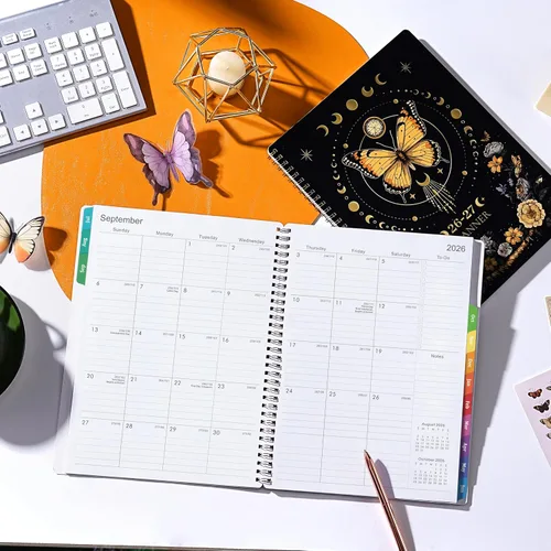 Miniatura 9 de Agenda 2026-2027 – Agenda académica 2026-2027, julio 2026 a junio 2027, 9 x 11 pulgadas, agenda semanal y mensual 26-27, pestañas coloridas