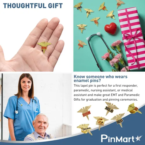 Miniatura 38 de PinMart s Caduceus - Pin de solapa esmaltado para enfermería, insignia ideal para CNA, accesorios de asistente médico, insignia de enfermera