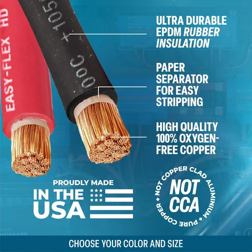Miniatura 2 de TEMCo 1 Gauge AWG 25 pies rojo Cable de soldadura de cobre puro flexible fabricado en EE. UU. para batería - Uso pesado para solar, inversor