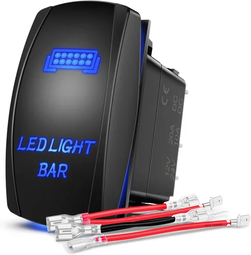 Miniatura 29 de Nilight NI-RS05 Interruptor basculante de barra de luz LED de 5 pines con láser, luces traseras, 20 A/12 V, 10 A/24 V, juego de cables de puente, 2