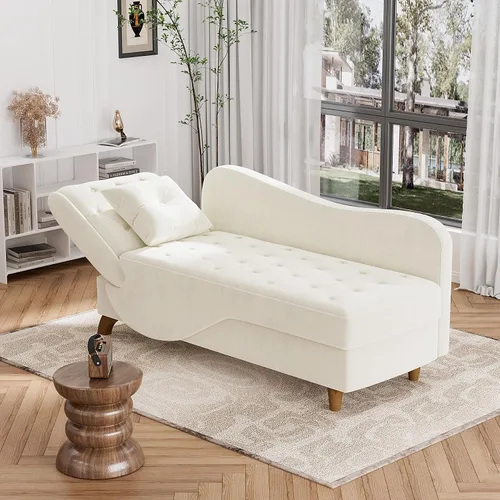 Miniatura 7 de DAMAIFROM Tumbona interior con almacenamiento, respaldo ajustable, silla de lectura reclinable, sofá cama con almohada, futón de terciopelo 3 en 1