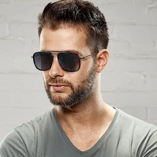 Miniatura 6 de FUZHITIAN Gafas de sol polarizadas cuadradas retro para hombres y mujeres, marco de aleación clásico HERO Iron Man y Spider-Man
