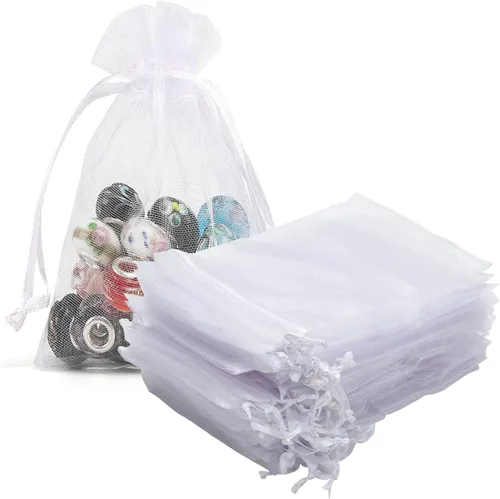 Miniatura 54 de Bolsas de Regalo de Organza 100 Piezas con Cordón 4x6 pulgadas Azul Marino para Baby Shower, Cumpleaños de Niña, Recuerdos de Fiesta, Boda