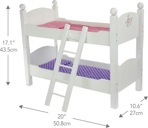 Miniatura 3 de Doble litera Teamson de lunares, de princesa, de 18" , 18", Blanco