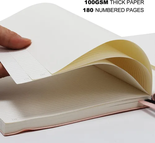 Miniatura 3 de Cuadernos B5 con rayas universitarias, paquete de 2 cuadernos grandes B5 con 376 páginas numeradas, papel rayado grueso de 3.53 oz/m², cubierta