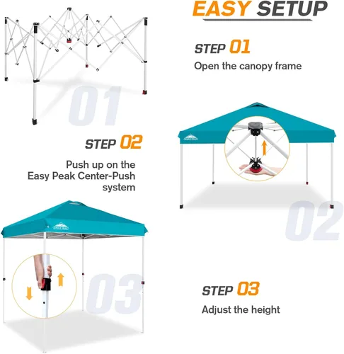 Miniatura 472 de EAGLE PEAK Tienda de campaña desplegable con bolsa de transporte con ruedas, 8 estacas, 4 cuerdas, 4 bolsas de peso, toldo de tienda de campaña