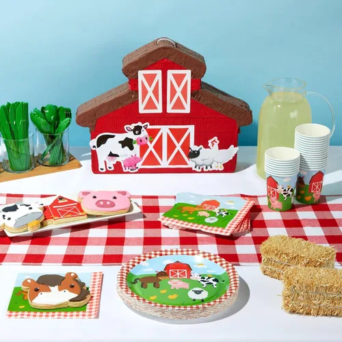 Miniatura 2 de Juvale Farm - Decoraciones para fiestas temáticas – Juego de 144 piezas, sirve 24, platos de 9 pulgadas y tazas de 9 onzas, diseño de animales a