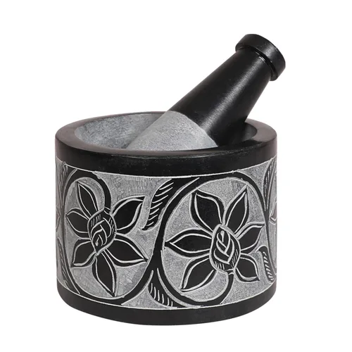 Miniatura 9 de Mortero y Mano de Mortero, Hecho de Piedra Dura Pulida de Servicio Pesado, Molinillo de Piedra Natural para Especias, Pastas, Hierbas, Condimentos