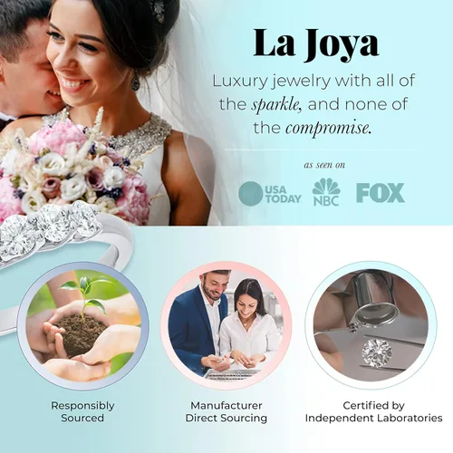 Miniatura 2 de La Joya 16 - 12 CT TW Certified Lab Created Diamond Channel Rings - Sparkling 10k Solid Gold Wedding Band, Stackable Band, Promise Ring and