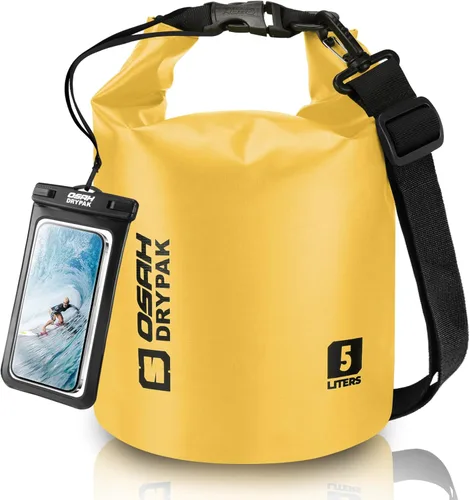 Miniatura 60 de Bolsa seca impermeable, 5L/10L/20L/30L/40L Mochila de almacenamiento ligera con funda para teléfono para mujeres y hombres, saco impermeable Gris