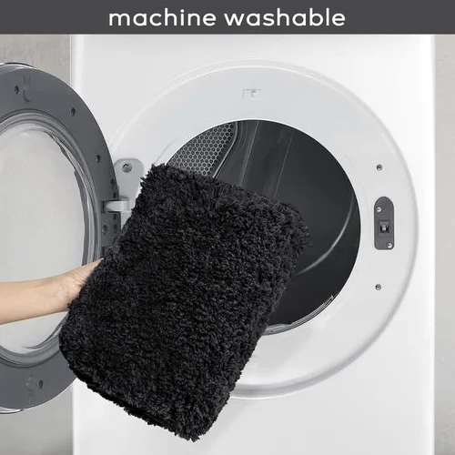 Miniatura 6 de Ashler - Juego de 2 alfombras de baño negras, 2 piezas, tapetes de baño rectangulares de microfibra suave, lavables a máquina, 17 x 24 y 20 x 32