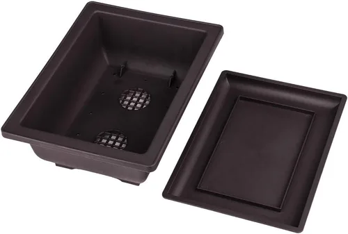 Miniatura 4 de MUZHI Paquete de 6 macetas cuadradas de estilo retro para jardín, macetas bonsái para cuarto de bebé, maceta cuadrada con bandeja