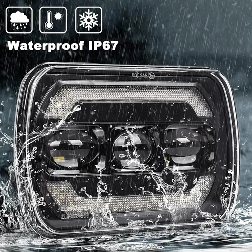 Miniatura 5 de Faros delanteros 5x7 7x6 H6054 con señal de giro amarilla blanca DRL para Jeep Wrangler YJ Cherokee XJ Ford Chevy GMC Toyota Nissan Pickup Truck