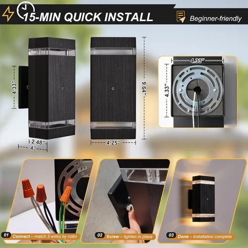Miniatura 7 de LMP Iluminación exterior del anochecer al amanecer, accesorios de iluminación exterior LED de 5 W, aplique de pared impermeable IP65 para casa