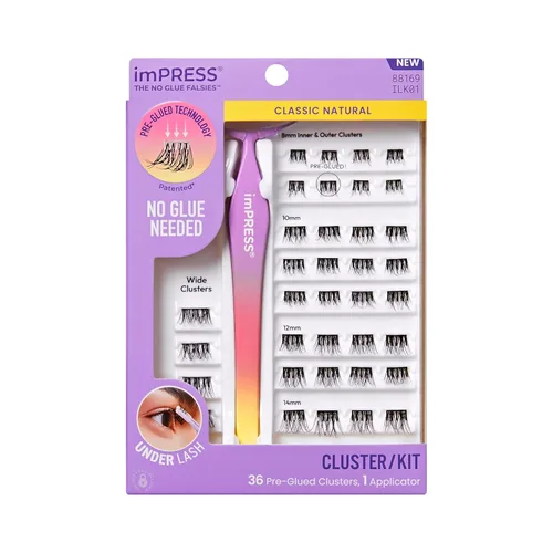 Miniatura 10 de KISS imPRESS Falsies Pestañas Autoadhesivas, Pestañas de Aplicación, Pestañas de Volumen Glamorosas de 0.47 a 0.55 pulgadas, Negro, No Necesita