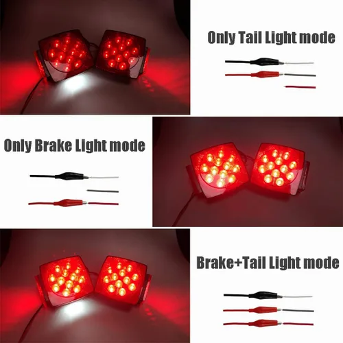 Miniatura 5 de iBrightstar Kit de luces LED impermeables IP68 para remolque cuadrado, luz roja de freno, parada, marcha, matrícula y giro para 12V, camión, Rojo