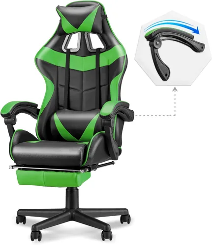 Miniatura 17 de Soontrans Silla de juegos azul claro con reposapiés, bonita silla de videojuegos de conejo, silla de escritorio Kawaii para nieta, hermana, novia